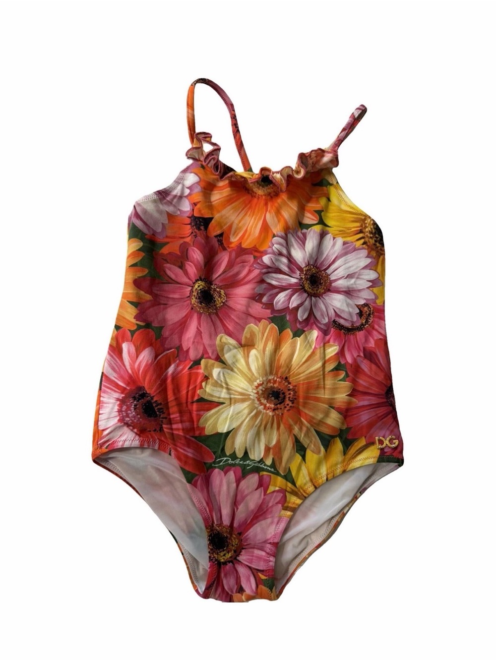 Dolce & Gabbana Kids Floral One-Piece Swimsuit - Pink Yellow Orange Green